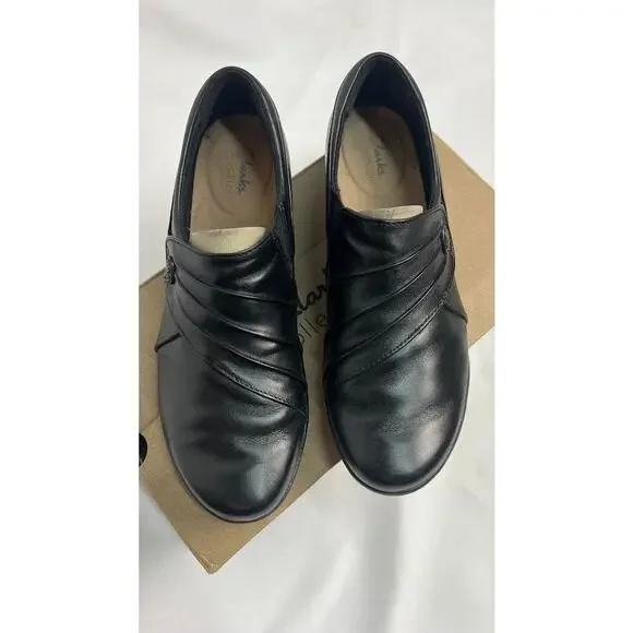 Clarks Women's Hope Roxanne Loafer, Black Leather, 8.5 M US - Picture 3 of 10